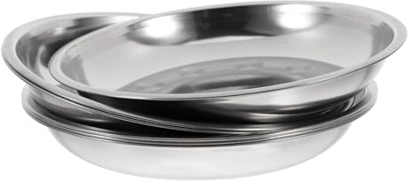 VERDANVERSE 6 Platos Redondos De Acero Inoxidable Para Barbacoa Bandejas Para Servir Comida Camping Postres Y Frutas 6.7 Pulgadas De DiáMetro