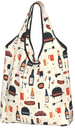 Bolsas de comestibles reutilizables con estampado de vino asado, bolsas de compras, bolsa plegable con asas, Negro, 3 PCS