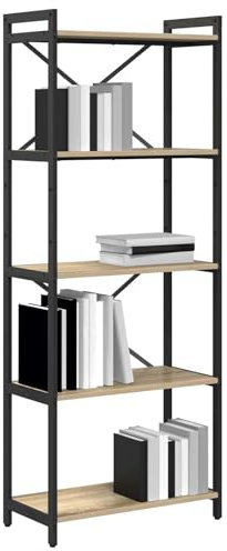 vidaXL Hyllsystem Sonoma-ek 60 x 30 x 155 cm Konstruerat trä, Modern industribokhylla, hållbar förvaringslösning, flera nivåer, perfekt för hemmet eller kontoret