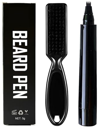 Kit Penna per Riempimento Barba,Beard Pencil Filler,Impermeabile Lunga Durata Strumenti per Scolpire Barba E Modellare Le Sopracciglia,Matita per Barba e Pennello per Barba,Beard Filling Pen Kit