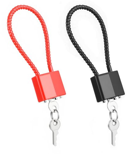 Cadenas avec câble à clé - Cadenas robuste avec clés - Cadenas d'extérieur à anse de 33 mm de long avec 3 clés pour abri de jardin, salle de sport, casier, clôture, garage, extérieur - 2 pièces