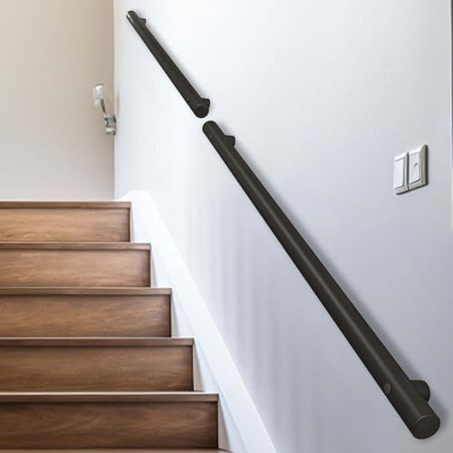 Pasamanos de escalera de pared de 1, 2, 3, 4, 5 y 6 metros | Pasamanos de acero inoxidable para escaleras | Pasamanos de tubo industrial para escaleras de interior y exterior(450cm)