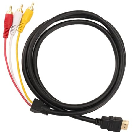 Terilamy 1.5m HDMI to RCA Cable, 1080P HDMI to Composite AV Adapter Cord – Red Yellow White Connector for HDTV DVD Projector (HDMI Source Required, NOT for Component)