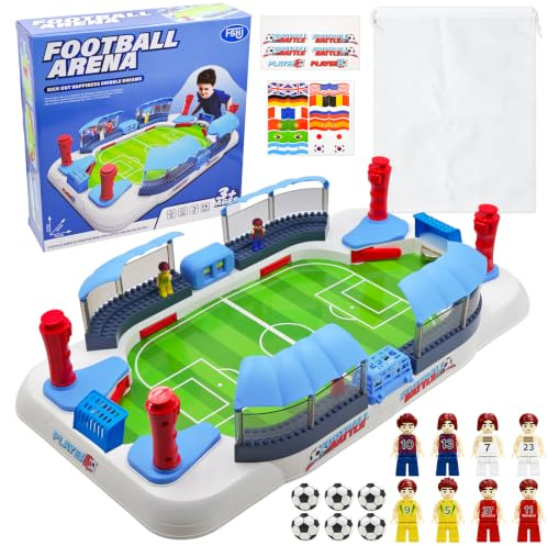 Futbolín infantil, portátil, juego de mesa de futbolín, con 8 figuras, 4 toldos, 1 bolsa de almacenamiento, futbolín, mesa familiar, juego de mesa, para regalos de fútbol para niños de 5 a 12 años
