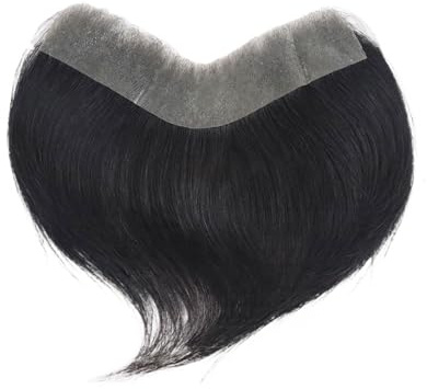 Peluquín de piel fina 0,06mm for hombre, peluquín Invisible con forma V for la frente, PU(16cmx3cm)