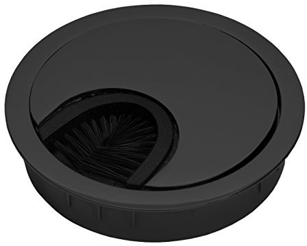 SUPPLIED BY HARDWARE FOR YOU Computer Desk Grommet Cable Outlet Tidy Insert, 3 Part (60mm, Black)