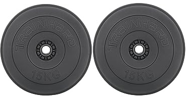 TrainHard® Hantelscheiben 2er Sets hochwertige Kunststoff Zement 30mm Bohrung Gewichte Auswahl: 2x2,5kg / 2x5kg / 2x10kg / 2x15kg