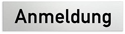 Türschilder24 Aluminium Türschild Anmeldung 160 x 40 x 1,5mm (Oberfläche veredelt) • Selbstklebend