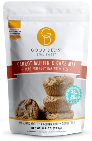 Good Dees Low Carb Baking Mix, Carrot Muffin & Cake Mix, Keto Baking Mix, No Sugar Added, Gluten Free, Dairy-Free, Diabetic (Pack of 1)