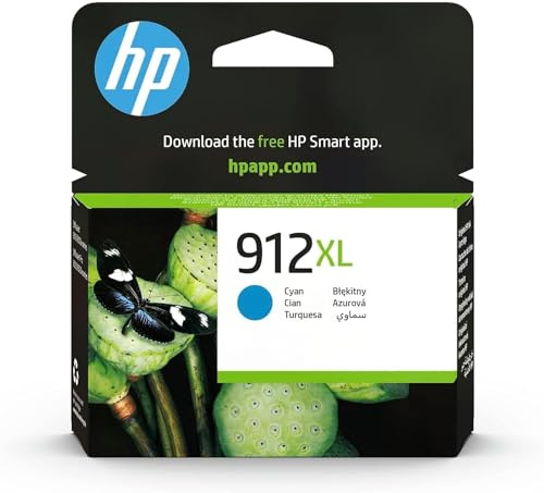 HP 912XL Cyan Original Druckerpatrone, hohe Reichweite | Tinte für HP Officejet 8010, 8010e, HP OfficeJet Pro 8020, 8020e, ~825 Seiten (3YL81AE)