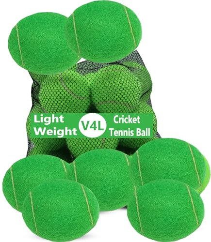 V4L Palline da tennis da cricket, leggere, in gomma, per allenamento di cricket, tennis, cricket, palla da tennis pesante, gialla (confezione da 12)