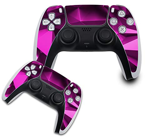 Finest Folia Film de Protection Compatible avec PS5 Sticker Housse pour Jeux Console contrôleur boîtier Autocollant Film Peau Contre Les Rayures Design R140 (Controller Set, Nr. 5 Polygon Pink) | Autocollant en vinyle pour console de jeux - Polygone rose - Accessoire de protection contre les rayures