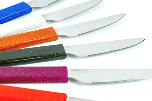 Laxon Brötchenmesser 6 Stück | rostfreie Frühstücksmesser mit Wellenschliff, 6er Set Messer, scharfe Küchenmesser, spülmaschinenfestes Messerset bunt, Pizzamesser, ohne Gravur