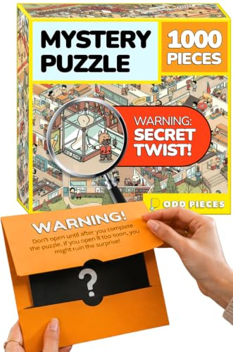 Odd Pieces Mystery Jigsaw Puzzle - 1,000 Pcs With Storytelling Comics and Secret Ending - For Adults & Kids - 19.7'' x 27.6'' Frameable Magic Art (Snack Attack)