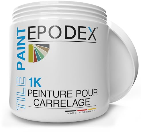 EPODEX 1K Tile Paint for Kitchens, Toilets & More, Coating for Normally Stressed Interior Wall Tiles, Abrasion-Resistant, 1kg - 8m² per coat - Olive Grey - Pastel