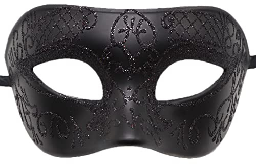 Chickwino Maskerade Maske Vintage Phantom der Oper Half Face Halloween Karneval Party Ball Maske Fasching Maskenball, Schwarz