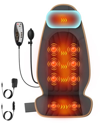 Sotion Back Massager for Chair with Heat, Massage Chair Pad for Recliner with 8 Vibration, Seat Cushion for Seniors, Office Workers & Family, Fatigue & Pain Relief in Office, Home & Travel