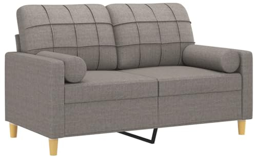 vidaXL Sofa 2 Sitzer, Couch mit Zierkissen, Liegesofa für Wohnzimmer, Polstersofa Sessel Relaxsofa Loungesofa Relaxcouch, Taupe Stoff
