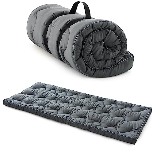 Jamdok Thick Sleeping Mat for Camp Bed (190 x 75 cm), Quilted Bed for Camping Sleep, sleeping mattress for floor, Portable – Grey