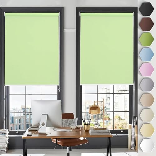 Klemmfix ohne Bohren Verdunklungsrollo 40 x 180 cm Maßgeschneiderte Größe, Sonnenschutz Rollo Seitenzugrollo,Klemmrollo mit Klämmträger, für Fenster & Tür, Grün