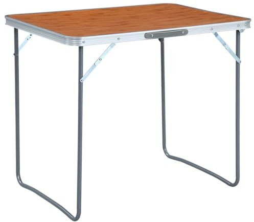 ARKEM Tavolo da Campeggio Pieghevole con Telaio in Metallo 80x60 cm,Tavolo Pieghevole Rettangolare Multifunzione con Piano E Struttura Richiudibile Salvaspazio, per Arredo Esterno, Interno, Giardino,