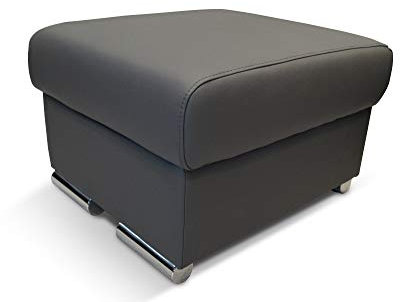 Quattro Meble Dunkelgraues Toledo Echtleder Hocker 60x55 cm aufklappbar mit Stauraum Sitzhocker Rindsleder Sitzwürfel Fußhocker Polsterhocker Echt Leder Puff (50 x 50 x H-40 cm)