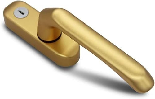 Abschließbarer Fenstergriff, Tür- und Fenstergriff, Fenstergriff, Sicherheitstürschloss, quadratische Achse mit Schloss, Tür- und Fensterzubehör, Türgriff (Farbe: Gold) (Farbe: Gold) ( Color : Gold )