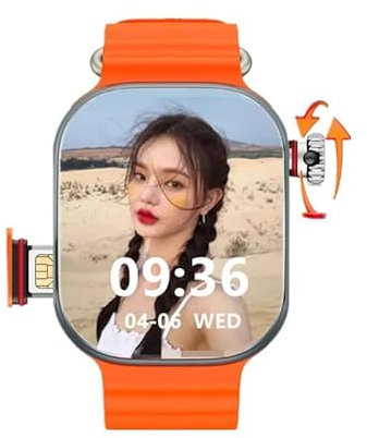 NEW CDS9 Ultra Android Smart Watch NEW S9 Ultra 4G Network SIM Card Amoled GPS WIFI Gooogle Play Store Health Monitoring Men women (Orange,4+64gb)
