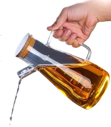 Dsacxixai Bouteille d'huile d'olive, bouteille pour vinaigrette, bouteille en verre transparent à haute teneur en borosilicate de 900 ml, adaptée aux vinaigrettes et aux accessoires de cuisine.
