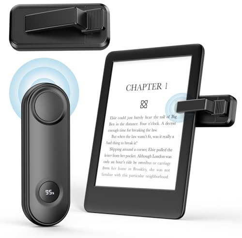 MoKo Remote Control Page Turner for Kindle Paperwhite Oasis Kobo eReaders, Clicker Page Turner for iPad/Kindle/Tablets/Phones Reading Novels Taking Photos, RF Kindle Remote with Power Display, Black
