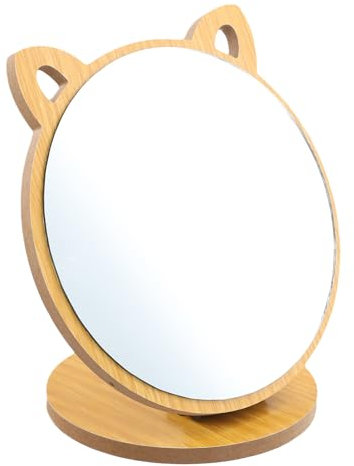 Specchio da tavolo pieghevole con orecchie di gatto creativo - regolabile per trucco in legno - per bagno, camera da letto, ufficio, piccolo