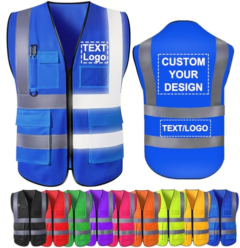Farbely Gilet de Sécurité Réfléchissant Personnalisé, Haute Visibilité, avec Logo, en Maille de Classe II, pour Homme et Femme. Gilet de Chantier.