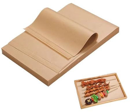 100 Sheets Greaseproof Paper Sheet, 20 x 30cm Heat-Resistant Baking Paper Sheets, Parchment Paper for Baking, Made from Raw Wood Pulp, Ideal for Outdoor BBQ, Baking and Cooking