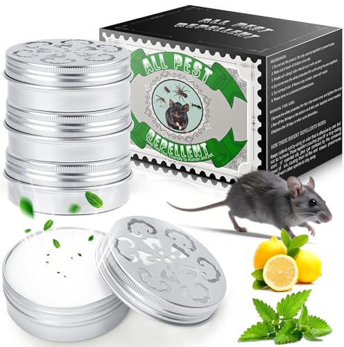 4 Pcs Mouse Repellent - Peppermint Oil Mice Deterrent Tin Indoor Outdoor, Natural Rodent Repellent More Humane Than Rat Trap for Mice Squirrel Wasp Mosquitoes