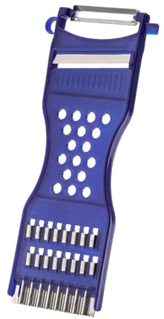 VLEDARLING pela verdure e frutta 6 in 1, pelapatate, sbucciatore universale, pela carote, pelatutto, potapeeler, impugnatura ergonomica, lame in acciaio inox (Blu)