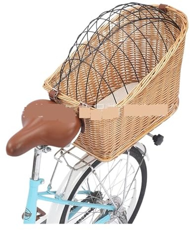 Fahrrad-Haustierkorb, Aufbewahrungskorb Mit Eisenabdeckung, Hunde- Und Katzenkorb, Fahrrad-hinterer Gewebter Korb, Fahrradzubehör(2)