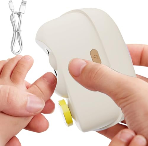 Coupe-ongles électrique – Polisseuse de sécurité portable à 2 vitesses, polisseuse à ongles électrique portable, avec lumière LED pour adultes, pour femmes, personnes âgées et H
