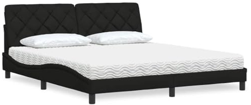 Holamys Säng med madrass, svart, 180 x 200 cm, tyg, modernt sovrumsmöbelset, robust sängram, komfortskummadrass, pirandesign