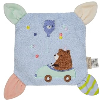 Sterntaler Värmekudde Björn Bob gjord av mjuk polyester, med blixtlås i hörnen, gosig applikation och avtagbar havrepåse, ger komfort vid värk, 20 × 20 × 3 cm – himmelsblå