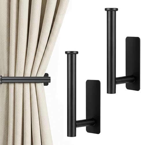 Solvio 2Pcs Adhesive Curtain Holdbacks No Drill,for Curtains,Window Drapery