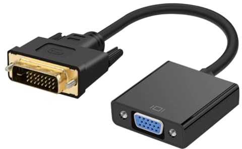 KHBUAB Adaptateur Dvi Mâle vers Vga Femelle Câble Convertisseur Vidéo Réaliste 1080p Haute Définition en Cuivre Noir pour Ordinateur et TV