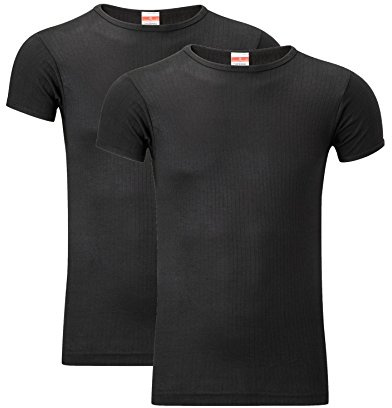 Heatwave® Pack Of 2 Men's Thermal T Shirt, Warm Underwear Baselayer Thermals, Large Black
