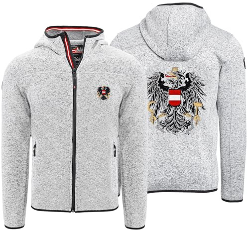 Hoamatkult Österreich Kultjacke mit Kapuze Herren - das Original - Österreich Adler Strickfleece Jacke - Jacke mit Österreich Adler Stick