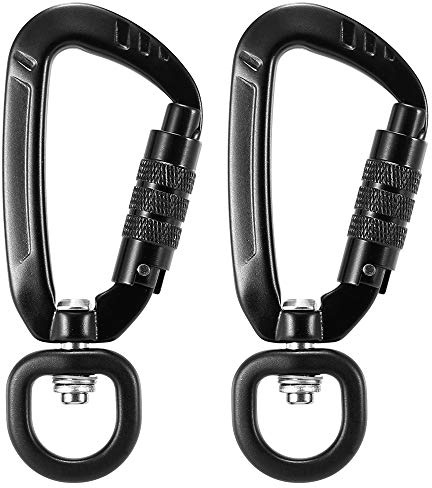 Lixada 4KN Moschettone Girevole Forma D 360° Ruotabile Portatile Piccolo Moschettone Spinner Blocco Automatico per L'arrampicata Campeggio Guinzaglio per Animali Domestici Amaca 2 Pezzi