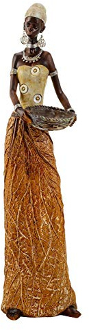 Moderne Skulptur Dekofigur Frau Afrikanerin gold/braun Höhe 40 cm