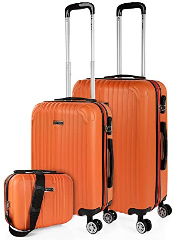ITACA - Set De Valise Rigide avec roulettes Pivotantes - Set Valise Léger, Grande Capacité, Organisation Astucieuse pour Les Voyages Longs, Mandarine