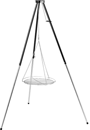 HeRo24 - Griglia a treppiede T180 per braciere, orientabile, con griglia cromata, 70 cm