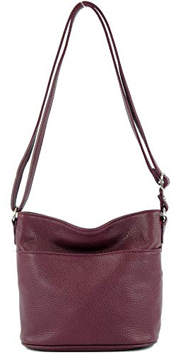 modamoda de T198 kleine Damen Leder Umhängetasche Schultertasche handmade in Italy, Farbe:Bordeauxviolett