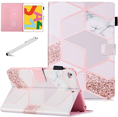 Fancity Case Compatible with iPad Mini 1 2 3 4 5 (7.9 Inch 2012-2015 2019) | PU Leather Protective Cover, Smart Wake/Sleep Case with Stand Card Slot Pencil Holder for iPad Mini 7.9 Inch, Gold Marble