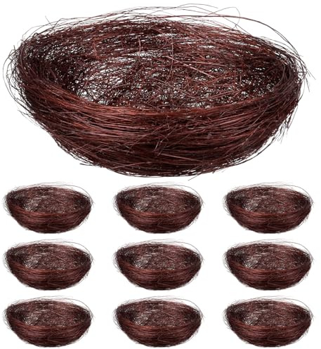 YARNOW Künstliches Vogelnest Deko-Set 10 Stück Für Garten Und Tisch Naturgetreues Vogelnest Aus Hanffaden Perfekte Weihnachts- Und Frühlingsdeko Für Vogelkäfige